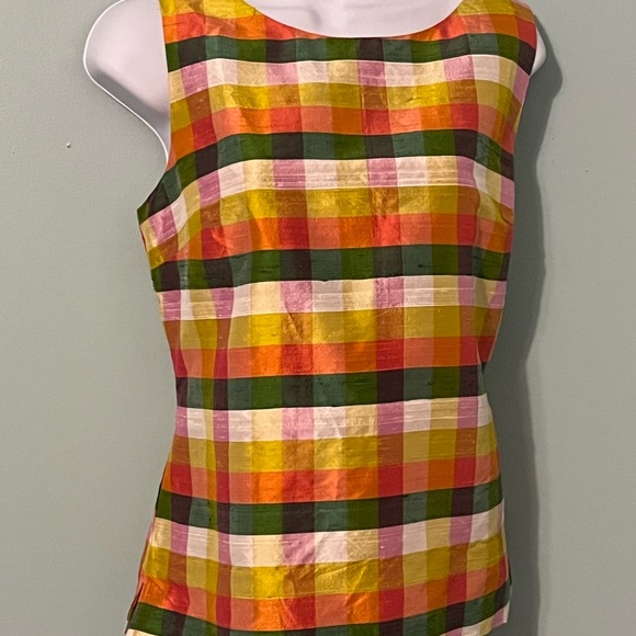 Talbots Blouse Sleeveless  Multi Color Stripes Hidden Side Zipper Size 6 - Picture 11 of 11